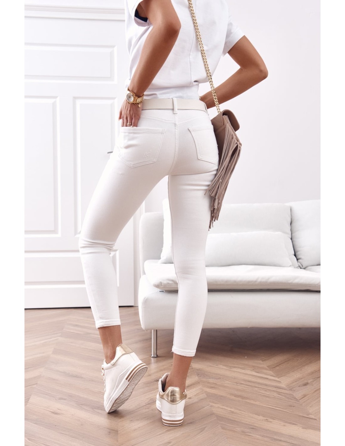 White denim pants with holes 20406 - Online store - Boutique